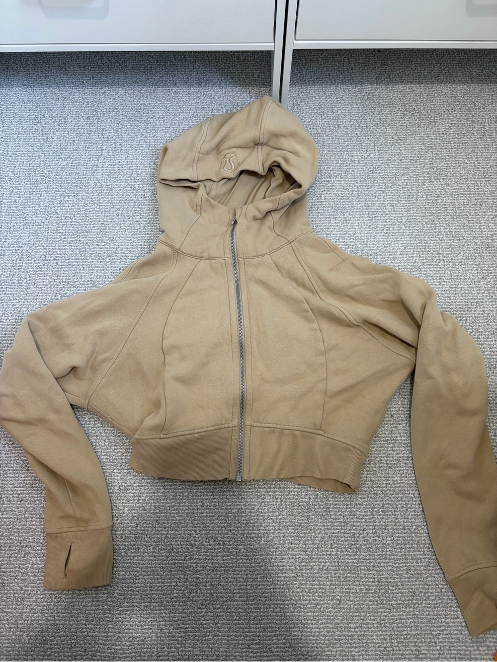 lululemon athletica Cropped Zip Hoodie in Tan